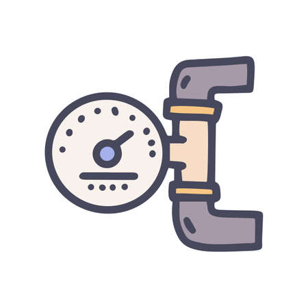 pipeline pressure gauge color vector doodle simple iconのイラスト素材