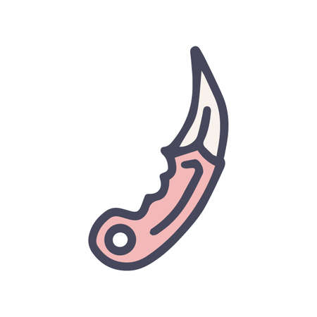 karambit knife color vector doodle simple iconのイラスト素材