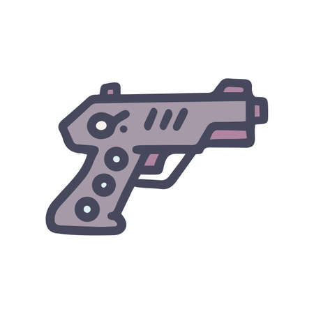 traumatic pistol color vector doodle simple iconのイラスト素材