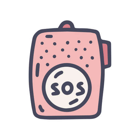 sos button color vector doodle simple iconのイラスト素材
