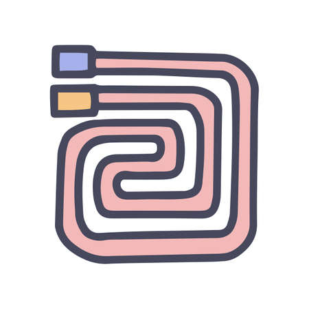 water warm floor pipeline system color vector doodle simple iconのイラスト素材