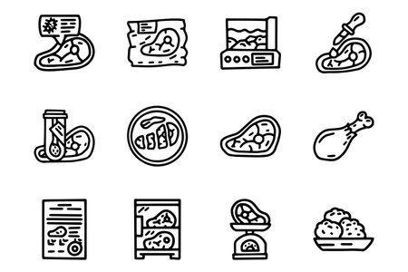 Butcher store line vector doodle simple icon setのイラスト素材
