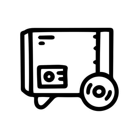 construction heater with wheels line vector doodle simple iconのイラスト素材