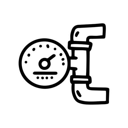 heating system pressure gauge line vector doodle simple iconのイラスト素材