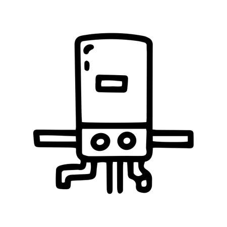 heating system water boiler line vector doodle simple iconのイラスト素材