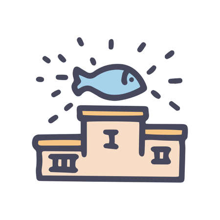 fishing competition color vector doodle simple iconのイラスト素材