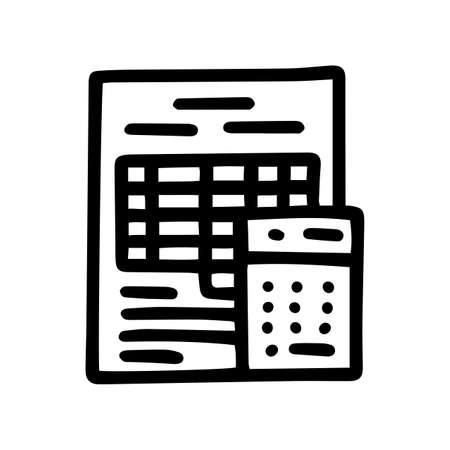 budget spreadsheet line vector doodle simple iconのイラスト素材