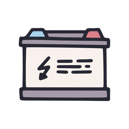 car battery color vector doodle simple iconのイラスト素材