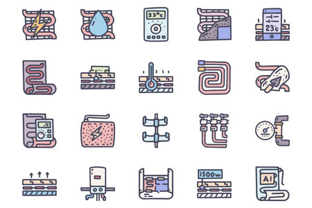 Warm floor color vector doodle simple icon setのイラスト素材