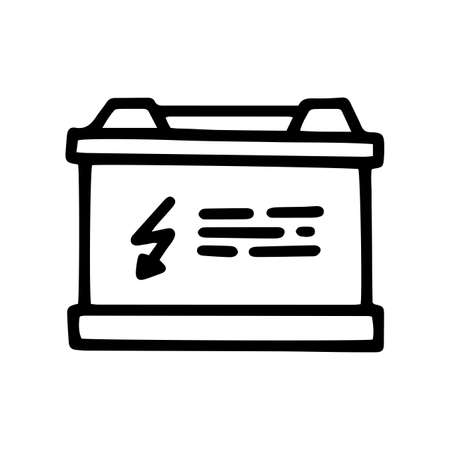 car battery line vector doodle simple iconのイラスト素材