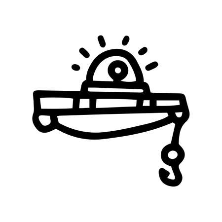 fishing rod bite signal line vector doodle simple iconのイラスト素材