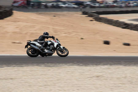 Motorcycle competition at a race track on a training day