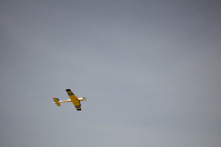 Aircraft with propellers are flying in the sky of the country, in Israelのeditorial素材