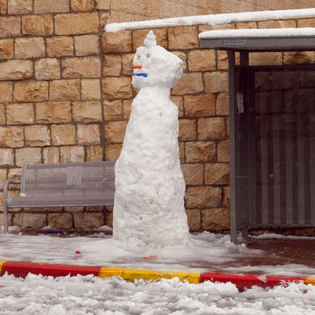 Snow in Jerusalem and the surrounding mountainsの写真素材