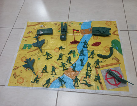 Plastic Army Men Figures and Tanks and Planesの写真素材