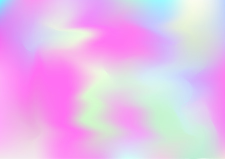 Hologram Vector Fairy Tale Dreamy Background. Holographic Rainbow Gradient Overlay, Modern Girlie Iridescent Wallpaper. Hologram, Unicorn, Magic Neon Pearlescent Banner. Modern Tech Music Soundのイラスト素材