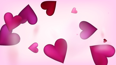 Falling Hearts Vector Confetti. Valentines Day Romantic Pattern. Beautiful Pink Sparkles Valentines Day Decoration with Falling Down Hearts Confetti. Elegant Gift, Birthday Card, Poster Backgroundのイラスト素材