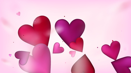 Realistic Hearts Vector Confetti. Valentines Day Wedding Pattern. Luxury Gift, Birthday Card, Poster Background Valentines Day Decoration with Falling Down Hearts Confetti. Beautiful Pink Designのイラスト素材