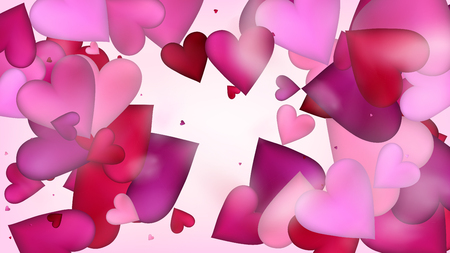 Flying Hearts Vector Confetti. Valentines Day Romantic Pattern. Trendy Gift, Birthday Card, Poster Background Valentines Day Decoration with Falling Down Hearts Confetti. Beautiful Pink Glitterのイラスト素材