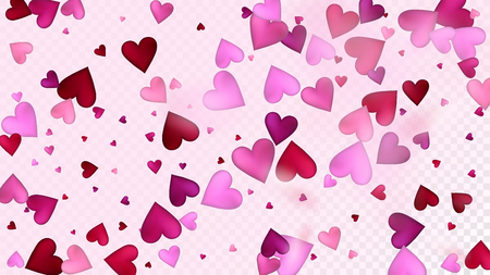 Falling Hearts Vector Confetti. Valentines Day Tender Pattern. Beautiful Pink Glitter Valentines Day Decoration with Falling Down Hearts Confetti. Rich VIP Gift, Birthday Card, Poster Backgroundのイラスト素材