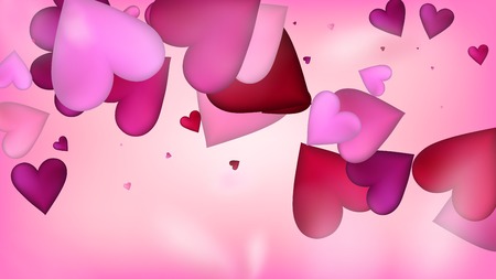 Realistic Hearts Vector Confetti. Valentines Day Wedding Pattern. Modern Gift, Birthday Card, Poster Background Valentines Day Decoration with Falling Down Hearts Confetti. Beautiful Pink Borderのイラスト素材