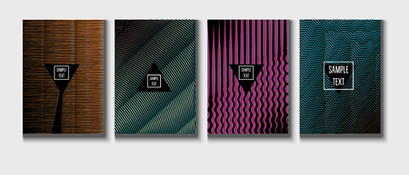 Modern Cover Design, Minimal Futuristic Vector Music Poster. Waves, Zigzag, Lines, Stripes Corporate Identity Geometric Design. Magazine Minimal Cover, Banner. Simple Clean Journal Templateのイラスト素材