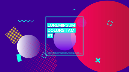 Retro Memphis Music Poster Vector Design. Neon Color Overlay, Gradient Space Hipster Background. Geometric Memphis Design Elements, Minimal . Abstract Retro Minimalist Corporate Designのイラスト素材
