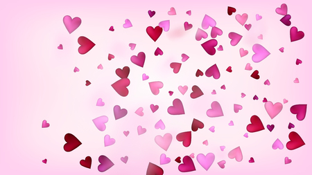 Falling Hearts Vector Confetti. Valentines Day Wedding Pattern. Rich VIP Gift, Birthday Card, Poster Background Valentines Day Decoration with Falling Down Hearts Confetti. Beautiful Pink Designのイラスト素材