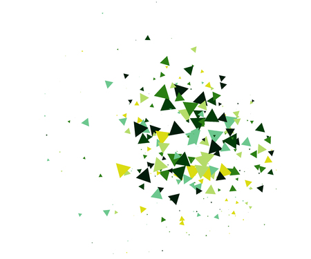 Cool Explosion, Broken Glass, Vector Moving Grunge Blast. Dirty Shatter Concept, Falling Triangle Fragments. Futuristic Green Shatter Particles Isolated. Mud, Burst, Boom, Bang Textured Background.のイラスト素材