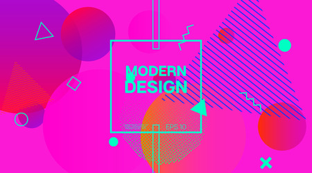 Memphis Modern Geometric Corporate Identity. Cool Minimal Cover, Trendy Elements, Business Template. Memphis Shape Futurist Corporate Identity Design. Neon Music Party Posterのイラスト素材