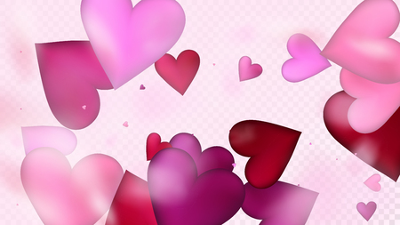 Falling Hearts Vector Confetti. Valentines Day Romantic Pattern. Beautiful Pink Scatter Valentines Day Decoration with Falling Down Hearts Confetti. Rich VIP Gift, Birthday Card, Poster Backgroundのイラスト素材