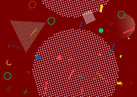 Simple Memphis Cover, Vector Seamless Pattern, Geometric Design. Bauhaus Elements Poster, Business Background. Vintage Retro Simple Shapes, Motion Memphis Seamless Texture. Hipster Party Backgroundのイラスト素材