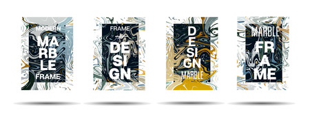 Marble Texture Motion Border Vector Layout. Liquid Paint Suminagashi Futuristic Ad, Music Poster, Motivational Card, Cover Background. Gradient Overlay Border, Abstract Vector Marble Texture Designのイラスト素材