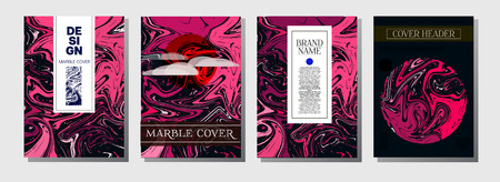 Cool Fluid Paint Cover Template. Trendy Invitation, Minimal Marble Texture Pattern. Corporate Identity Liquid Paint Colored Pattern. Simple Design Presentation, Magazine Cover, Futurist Title Pageのイラスト素材