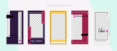 Social Media Stories SMM Template. Simple App Kit, Brown Grey Transparent Rich VIP Geometric Cover Patterns. Blogger Design Vector Set. Invitation Brand Design Pack. Social Media Stories Templatesのイラスト素材