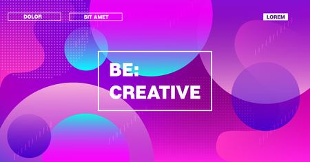 Futuristic Horizontal Gradient Overlay Vector Pattern. Iridescent Landing Page Web Geometric Template. Fluid Color Retro Tech Glitch Circles Cover. Festival Banner, Business Background, Posterのイラスト素材