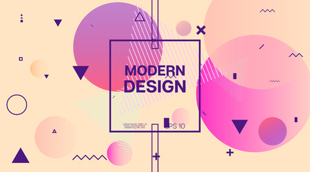 Memphis Modern Minimal Corporate Identity. Trendy Minimal Cover, Falling Shapes, Hipster Business Template. Futuristic Memphis Pattern, Vintage Corporate Identity Layout. Vector Poster Presentationのイラスト素材