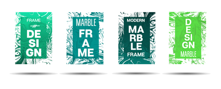 Marble Textured Border.  Vector Funky Hipster Border for Sale Ads, Announcement. Marble Textured Minimal Cover, Business Card, Music Poster Design Dynamic Futuristic Creative Neon Paints Banner.のイラスト素材