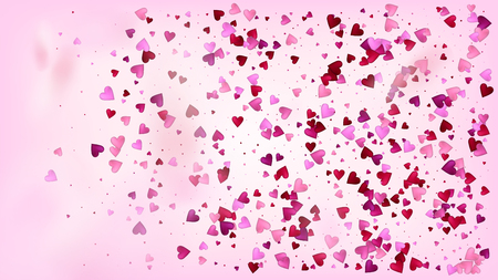 Falling Hearts Vector Confetti. Valentines Day Romantic Pattern. Modern Gift, Birthday Card, Poster Background Valentines Day Decoration with Falling Down Hearts Confetti. Beautiful Pink Borderのイラスト素材
