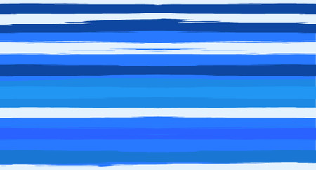 Blue Horizontal Watercolor Seamless Sailor Stripes. Geometric Simple Funky Graffiti Clothing Texture. Hand Painted Male or Female T-Shirt Winter Ocean Pattern. Blue Waves Watercolor Sailor Stripesのイラスト素材