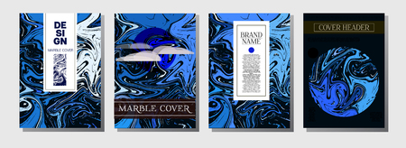 Minimal Business Cover Template. Artistic Invitation, Cool Marble Texture Pattern. VIP Corporate Identity, Liquid Paint Background. Elegant Gift Certicifate Presentation, Magazine Cover Designのイラスト素材