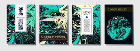 Minimal Book Cover Template. Artistic Invitation, Cool Marble Texture Pattern. Corporate Identity, Fluid Paint Ebru Background. Modern Gift Certicifate Presentation, Magazine Cover Designのイラスト素材