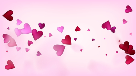Falling Hearts Vector Confetti. Valentines Day Tender Pattern. Rich VIP Gift, Birthday Card, Poster Background Valentines Day Decoration with Falling Down Hearts Confetti. Beautiful Pink Scatterのイラスト素材