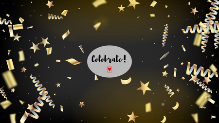 Modern Christmas Confetti Isolated Invitation Layout. Cool Luxury Christmas, New Year, Birthday Party Holiday Scatter. Horizontal Lights Explosion Background. Christmas Confetti Isolatedのイラスト素材
