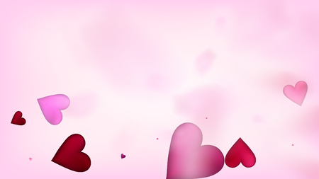 Flying Hearts Vector Confetti. Valentines Day Wedding Pattern. Beautiful Pink Glitter Valentines Day Decoration with Falling Down Hearts Confetti. Rich VIP Gift, Birthday Card, Poster Backgroundのイラスト素材