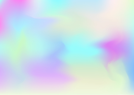 Hologram Fairy Tale Dreamy Vector Background. Holographic Rainbow Gradient Design, Girlie Iridescent Waves Wallpaper. Fairy Tale, Unicorn, Magic Neon Pearlescent Teal. Glam Contrast Landing Pageのイラスト素材