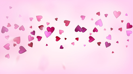 Falling Hearts Vector Confetti. Valentines Day Tender Pattern. Trendy Gift, Birthday Card, Poster Background Valentines Day Decoration with Falling Down Hearts Confetti. Beautiful Pink Glitterのイラスト素材