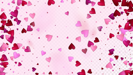 Falling Hearts Vector Confetti. Valentines Day Tender Pattern. Modern Gift, Birthday Card, Poster Background Valentines Day Decoration with Falling Down Hearts Confetti. Beautiful Pink Frameのイラスト素材