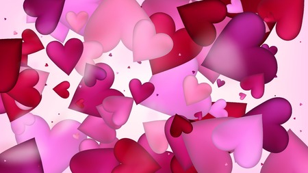 Flying Hearts Vector Confetti. Valentines Day Wedding Pattern. Rich VIP Gift, Birthday Card, Poster Background Valentines Day Decoration with Falling Down Hearts Confetti. Beautiful Pink Scatterのイラスト素材