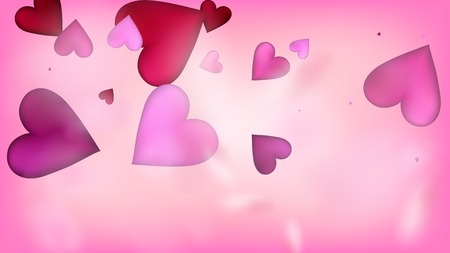 Flying Hearts Vector Confetti. Valentines Day Wedding Pattern. Beautiful Pink Frame Valentines Day Decoration with Falling Down Hearts Confetti. Elegant Gift, Birthday Card, Poster Backgroundのイラスト素材